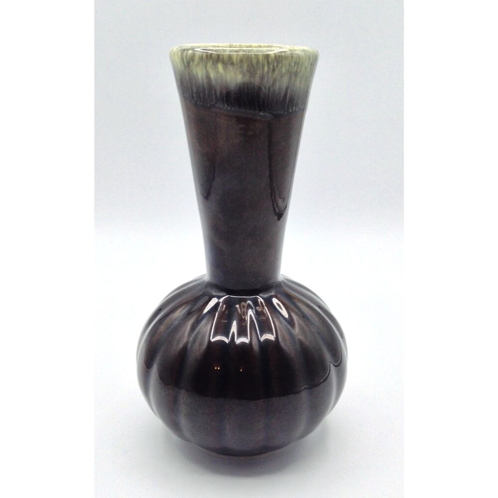 Vtg HULL Pottery Bud Vase Dark Green Drip Glaze Ceramic Art Home Decor USA 8.5"